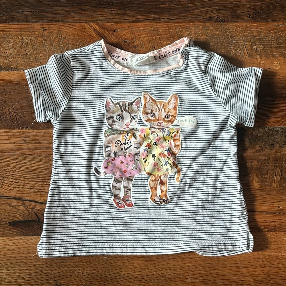 NATHALIE LÉTÉ x H&M cat Print Tee 9-12 month